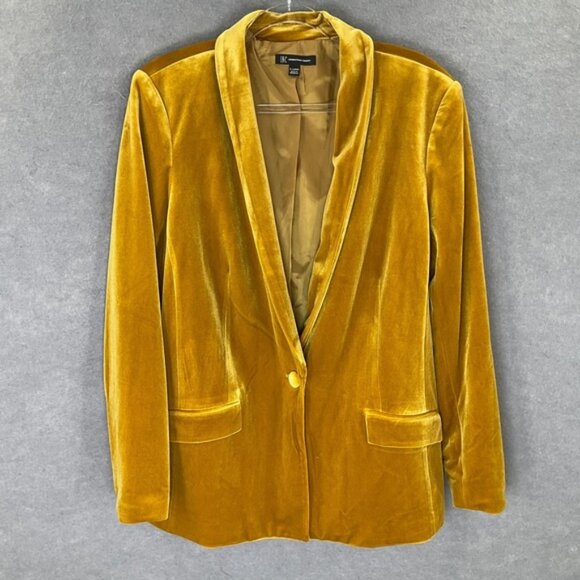 INC International Concepts Gold Velvet Blazer Women Sz XL Cocktail Party Glam - Picture 1 of 11
